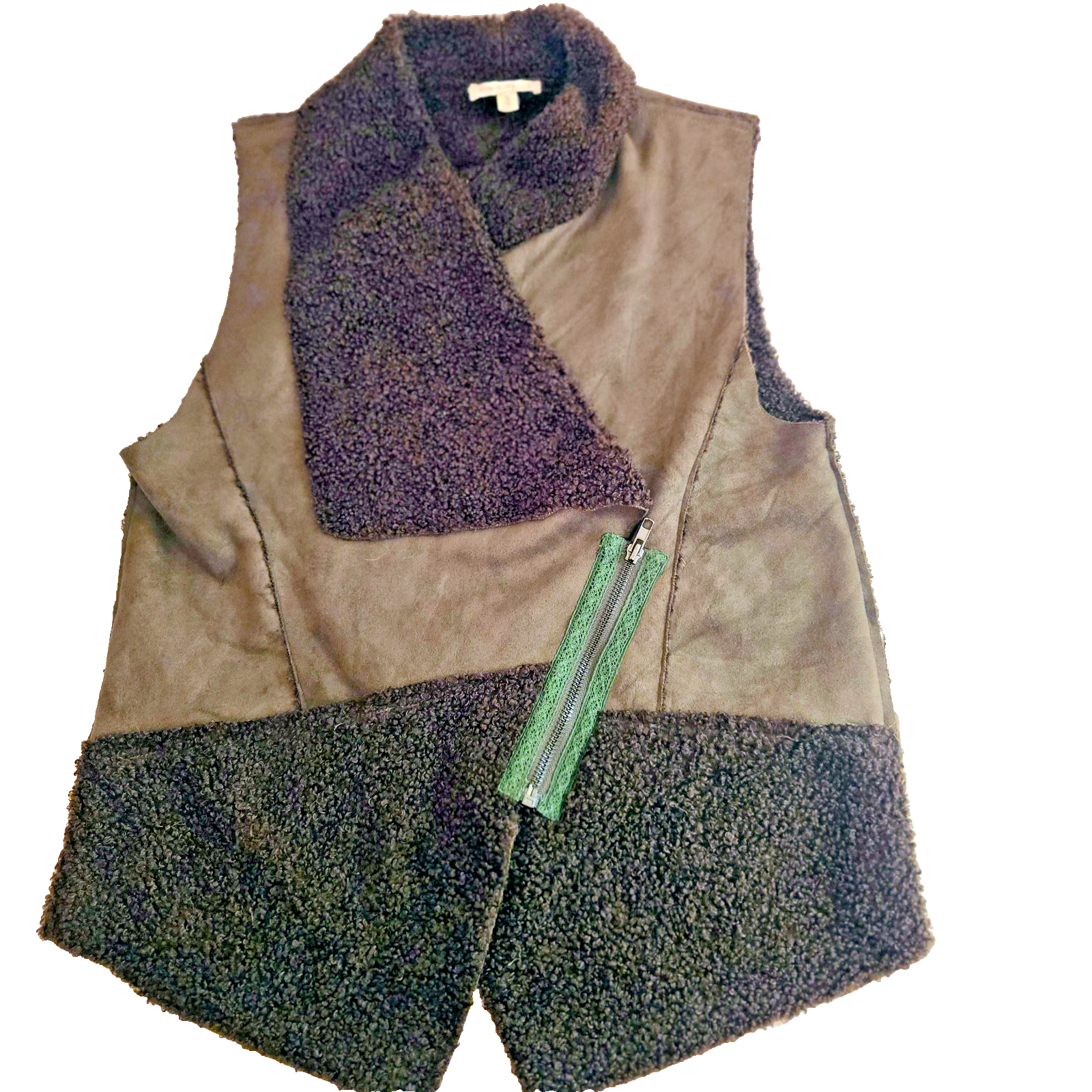 Hem & Thread Faux Shearling Moto Vest With Sherpa Lining M